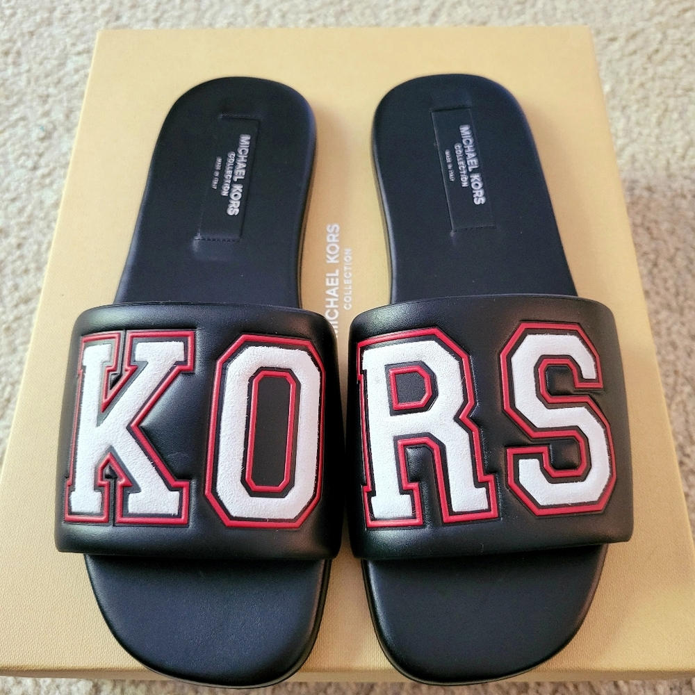 Delphine Michael Kors Collection Leather Slides